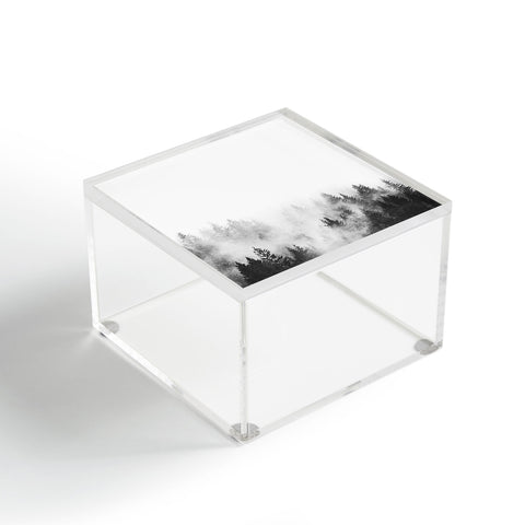 Nature Magick Foggy Trees Black and White Acrylic Box