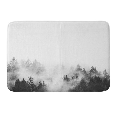 Nature Magick Foggy Trees Black and White Memory Foam Bath Mat