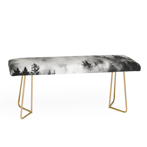 Nature Magick Foggy Trees Black and White Bench