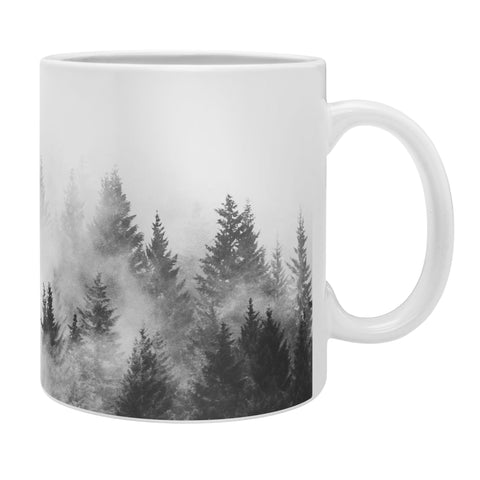 Nature Magick Foggy Trees Black and White Coffee Mug