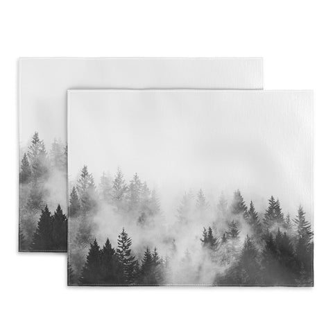 Nature Magick Foggy Trees Black and White Placemat