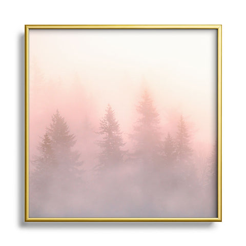 Nature Magick Foggy Trees Forest Adventure Metal Square Framed Art Print