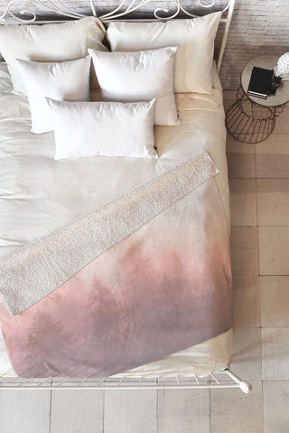 Nature Magick Foggy Trees Forest Adventure Fleece Throw Blanket