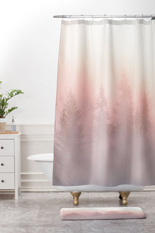 Nature Magick Foggy Trees Forest Adventure Shower Curtain And Mat