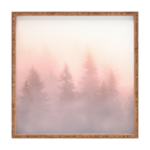 Nature Magick Foggy Trees Forest Adventure Square Tray