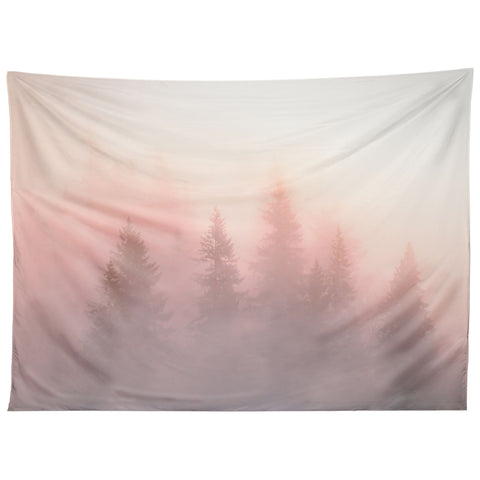 Nature Magick Foggy Trees Forest Adventure Tapestry