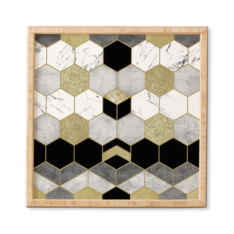 Nature Magick Gold Geometric Marble Framed Wall Art