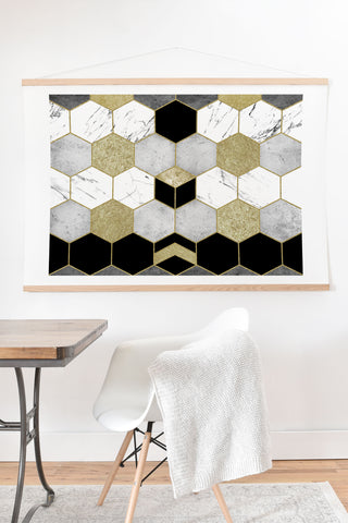 Nature Magick Gold Geometric Marble Art Print And Hanger