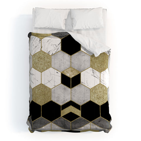 Nature Magick Gold Geometric Marble Comforter