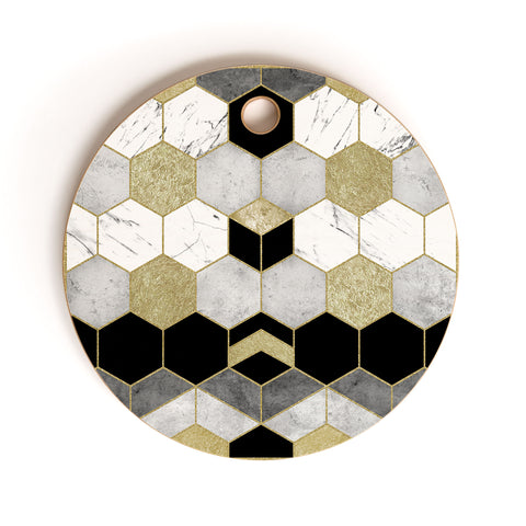 Nature Magick Gold Geometric Marble Cutting Board Round