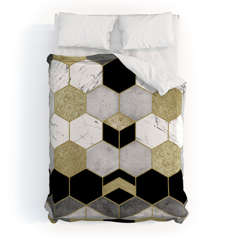 Nature Magick Gold Geometric Marble Duvet Cover