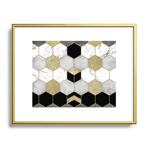 Nature Magick Gold Geometric Marble Metal Framed Art Print