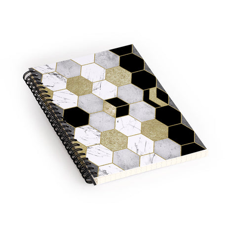 Nature Magick Gold Geometric Marble Spiral Notebook