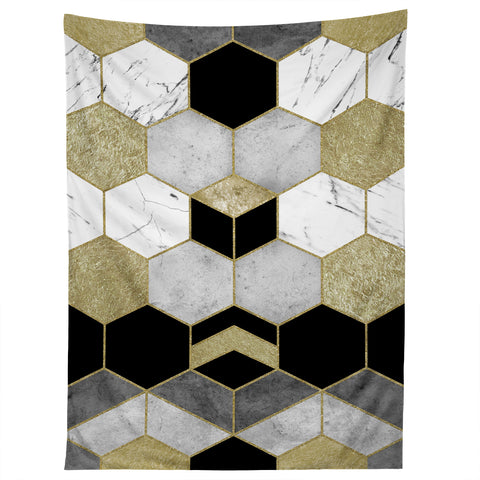 Nature Magick Gold Geometric Marble Tapestry