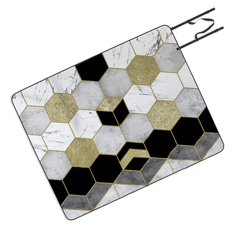Nature Magick Gold Geometric Marble Picnic Blanket