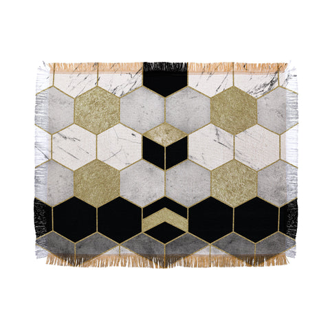 Nature Magick Gold Geometric Marble Throw Blanket