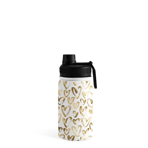 Nature Magick Gold Love Hearts Pattern Water Bottle