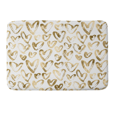 Nature Magick Gold Love Hearts Pattern Memory Foam Bath Mat