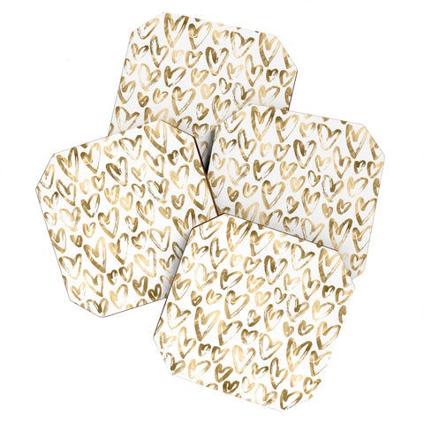 Nature Magick Gold Love Hearts Pattern Coaster Set