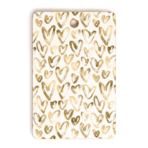 Nature Magick Gold Love Hearts Pattern Cutting Board Rectangle