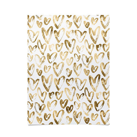 Nature Magick Gold Love Hearts Pattern Poster