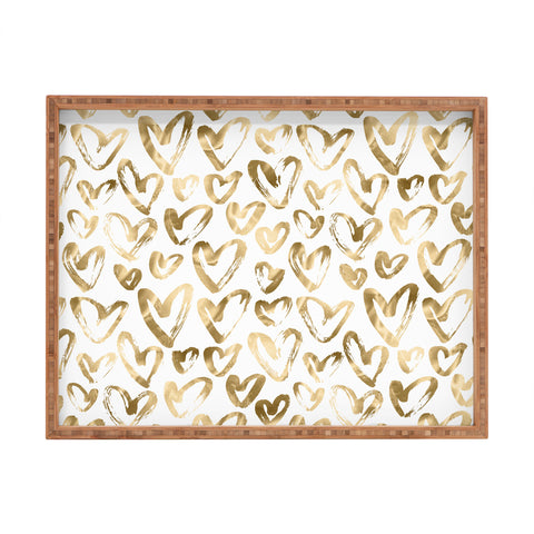 Nature Magick Gold Love Hearts Pattern Rectangular Tray