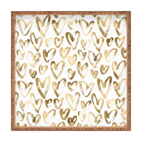 Nature Magick Gold Love Hearts Pattern Square Tray