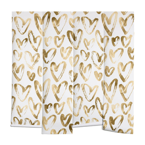 Nature Magick Gold Love Hearts Pattern Wall Mural