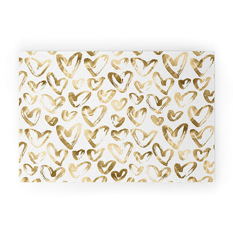 Nature Magick Gold Love Hearts Pattern Welcome Mat