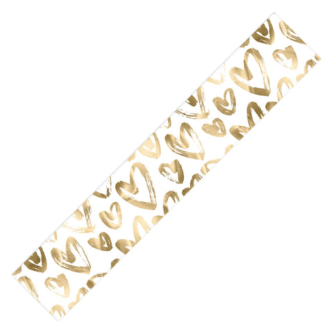 Nature Magick Gold Love Hearts Pattern Table Runner
