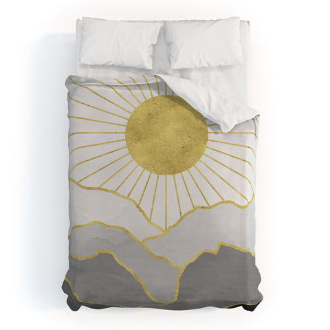 Nature Magick Gold Mountain Sunrise Duvet Cover