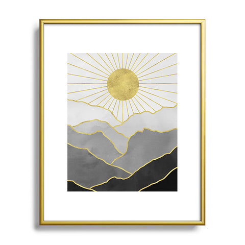 Nature Magick Gold Mountain Sunrise Metal Framed Art Print