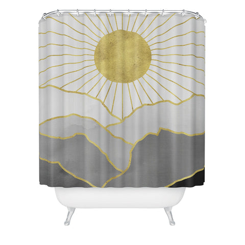 Nature Magick Gold Mountain Sunrise Shower Curtain