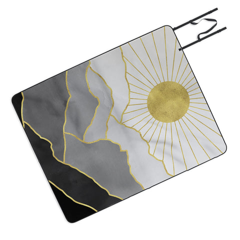 Nature Magick Gold Mountain Sunrise Picnic Blanket