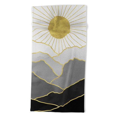 Nature Magick Gold Mountain Sunrise Beach Towel