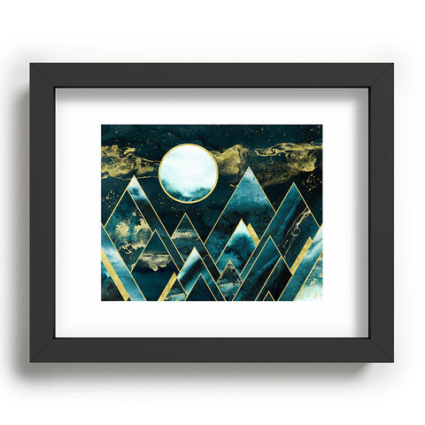 Nature Magick Gold Teal Geometric Mountains Recessed Framing Rectangle