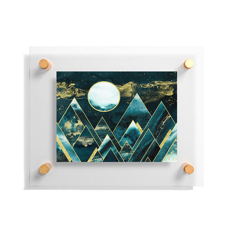 Nature Magick Gold Teal Geometric Mountains Floating Acrylic Print