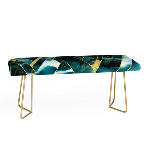 Nature Magick Gold Teal Geometric Mountains Bench