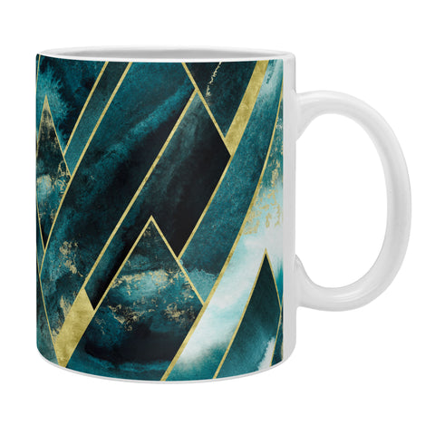 Nature Magick Gold Teal Geometric Mountains Coffee Mug
