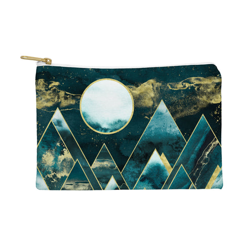 Nature Magick Gold Teal Geometric Mountains Pouch
