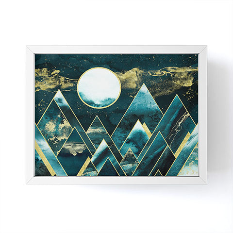 Nature Magick Gold Teal Geometric Mountains Framed Mini Art Print