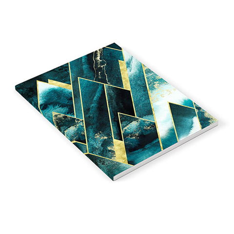 Nature Magick Gold Teal Geometric Mountains Notebook