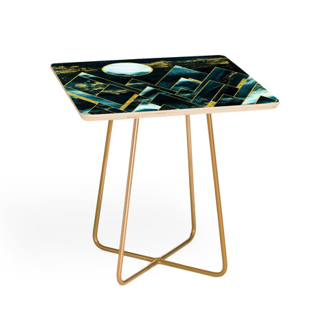 Nature Magick Gold Teal Geometric Mountains Side Table