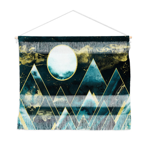 Nature Magick Gold Teal Geometric Mountains Wall Hanging Landscape