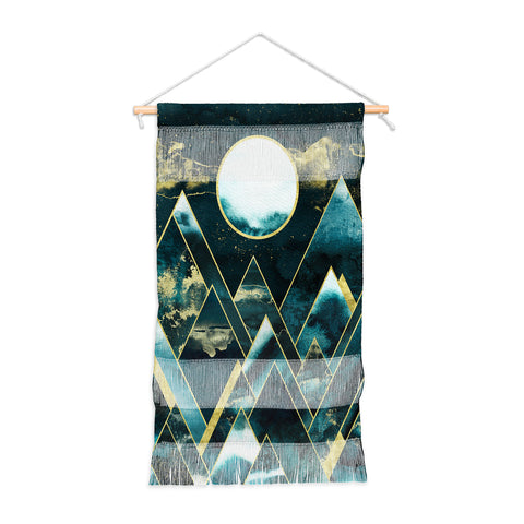 Nature Magick Gold Teal Geometric Mountains Wall Hanging Portrait