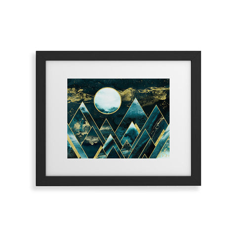 Nature Magick Gold Teal Geometric Mountains Framed Art Print