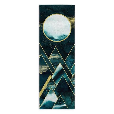 Nature Magick Gold Teal Geometric Mountains Yoga Towel