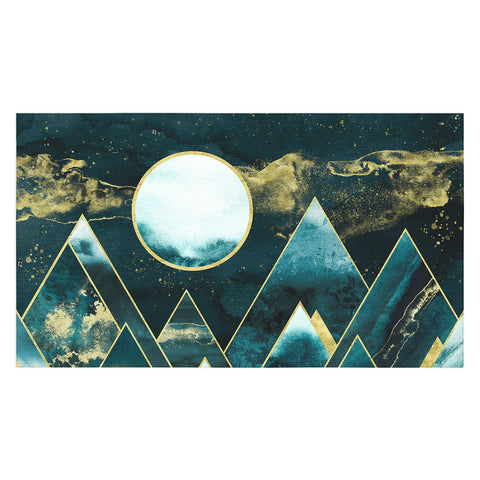 Nature Magick Gold Teal Geometric Mountains Tablecloth