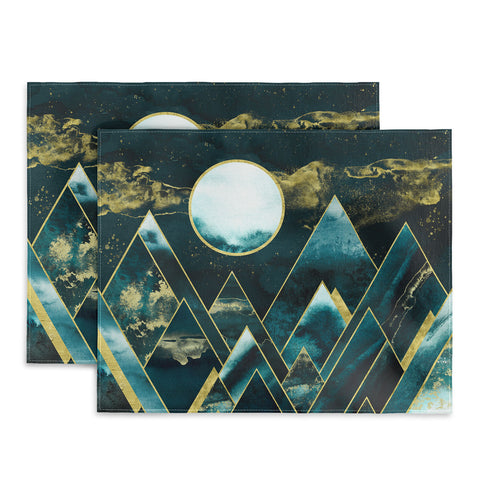 Nature Magick Gold Teal Geometric Mountains Placemat