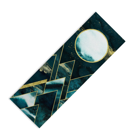 Nature Magick Gold Teal Geometric Mountains Yoga Mat